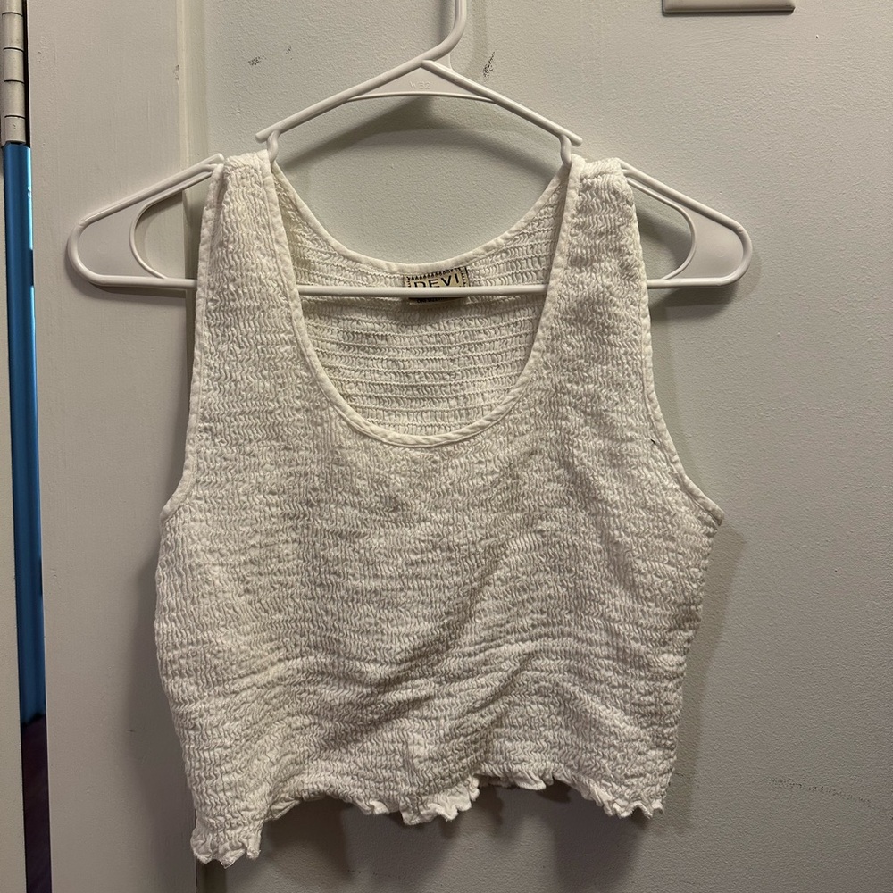 White Textured Women's Top